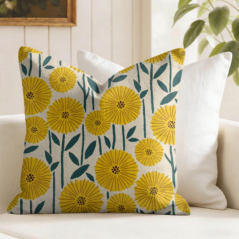 Flower Fashion Cushion Cover Summer Linen Pillow Case Organic Fabric Cushion Cover DoubleSided Print Sofa Home Decor