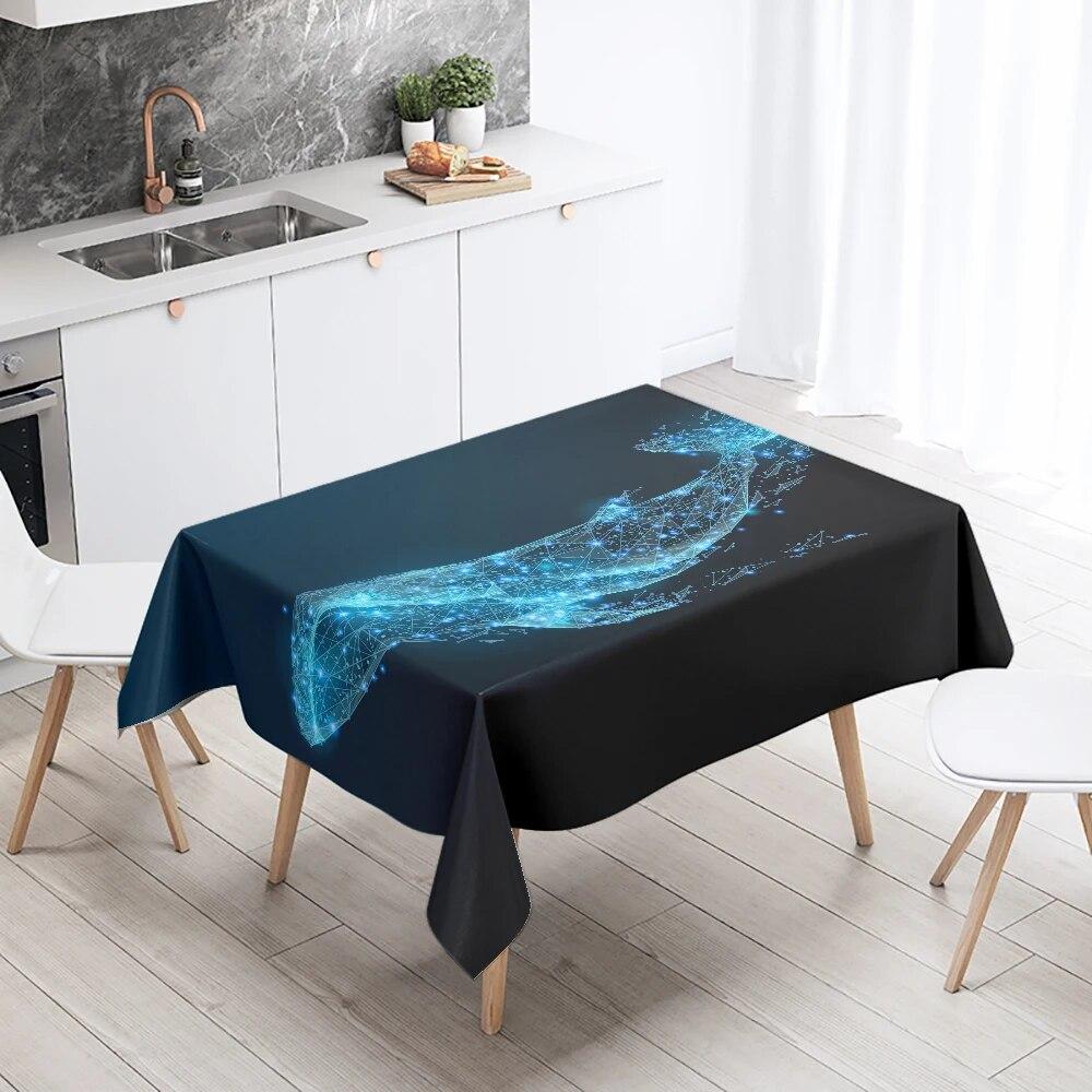 Față de masă drăguță Whale Orca, dreptunghiulară, impermeabilă, pentru petrecere de nuntă, pentru restaurant, pentru decor de masă, pentru casă