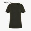 MO&Co. Women's 100% Wool Short-Sleeve Round Neck Sweater