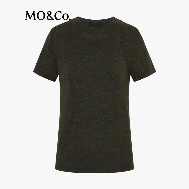 MO&Co. Women's 100% Wool Short-Sleeve Round Neck Sweater