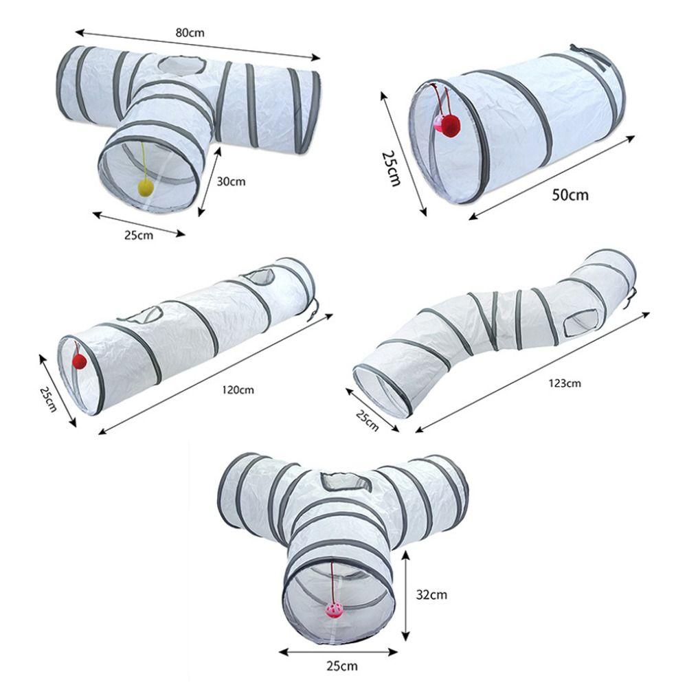 Portable Polyester+Steel Wire Cat Tunnel Tube Foldable Breathable Cat Maze Tunnel Training Interactive Pet Fun Play Toy Rabbit