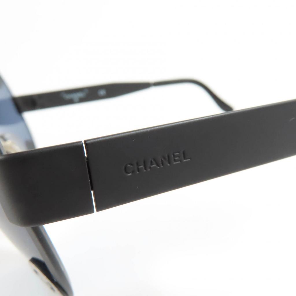 Excellent CHANEL Sunglasses COCO Mark Round Matt Black Women 08841 Used
