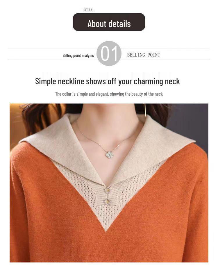 Nový stylový pletený svetr v barevných blocích - Dámský úzký top podzimní/zimní móda