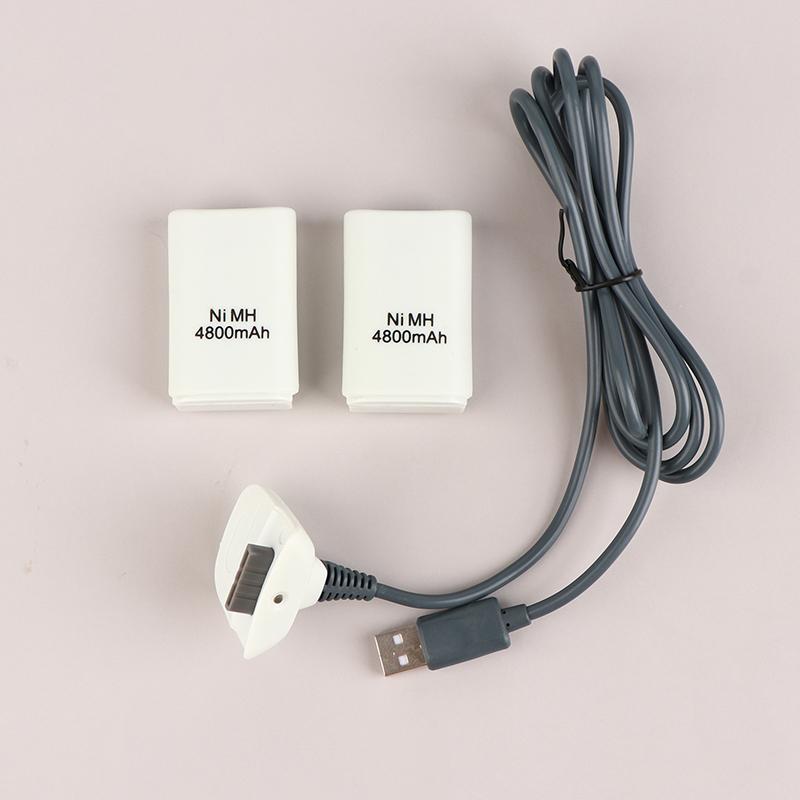 For Xbox 360 Wireless Game Controller Gamepads Replacement Battery Pack With Charging Stand+Charging Cable+2X4800Mah Batteries