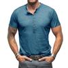 2024 Summer New Simple Fashion Men's Short Sleeve T-shirt Solid Round Neck Button Trendy Korean Casual Versatile Cotton Thin Top