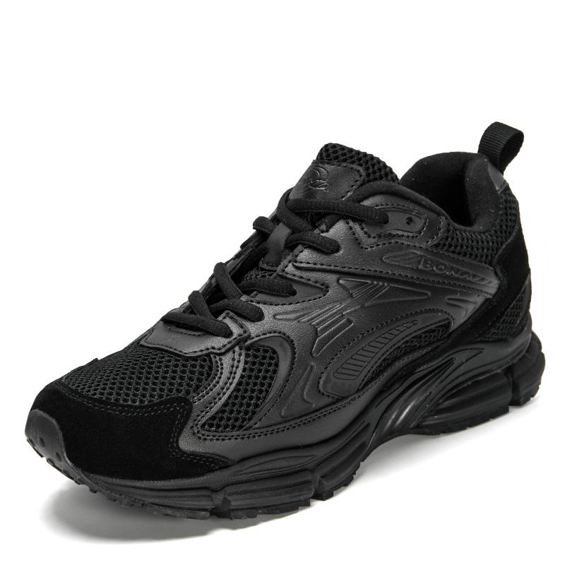 

BONA Новые дизайнерские популярные кожаные мужские кроссовки Уличная повседневная обувь Модная мужская обувь для отдыха Мягкая обувь для ходьбы 46 чёрный