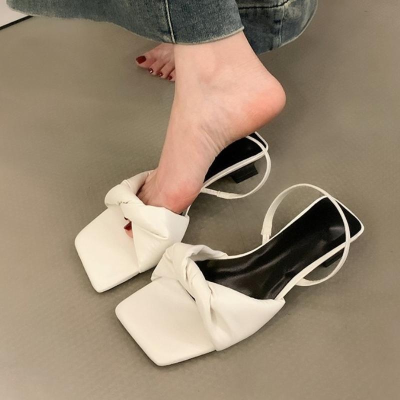Fashion Summer New Slippers Comfortable Ladies High-heeled Sandals French Elegant Half Slipper Fashion Women's Slippers Zapatos Mujer