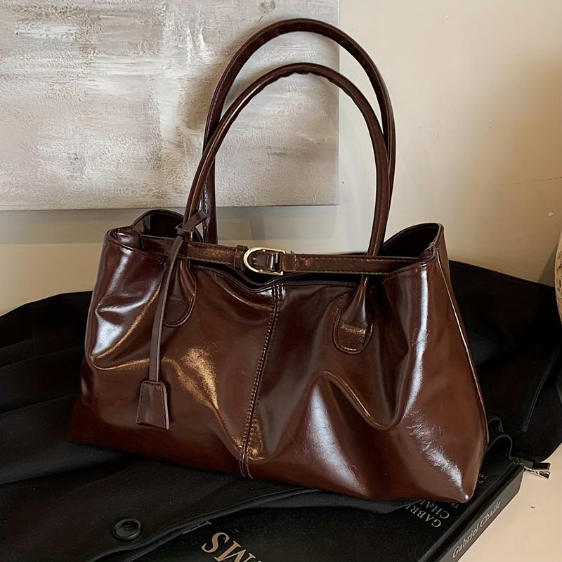 Borsa a tote/borsa a mano di grande capacità con finiture color oro, Borsa da lavoro minimalista per il pendolarismo, lo shopping, l'uso quotidiano