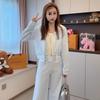 2025 New Style Gray Sweatshirt Hoodie and Zip-Up Jacket Faux Two-Piece with Straight-Leg Pants Set #903