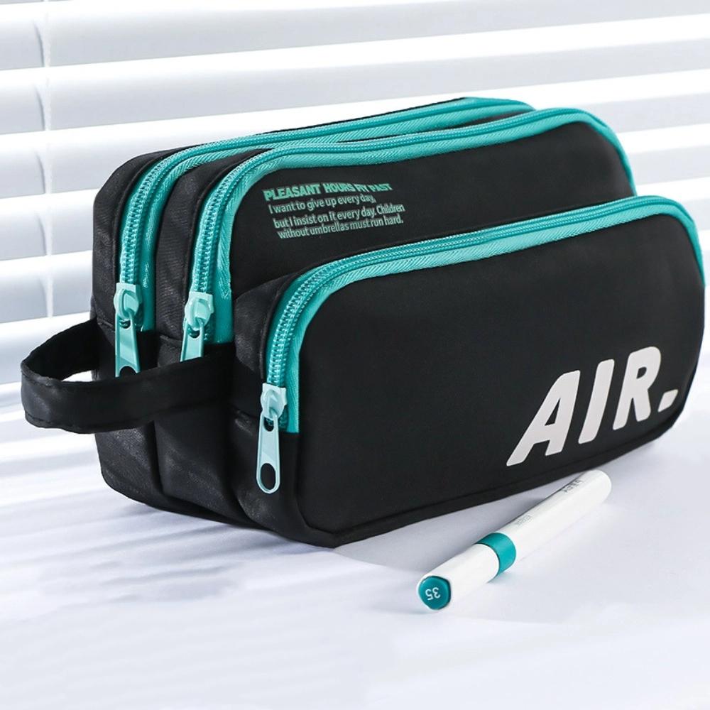 Zipper English Letter Pencil Bag Multi-layered Pen Pencil Case Stationery Storage Bag  Student