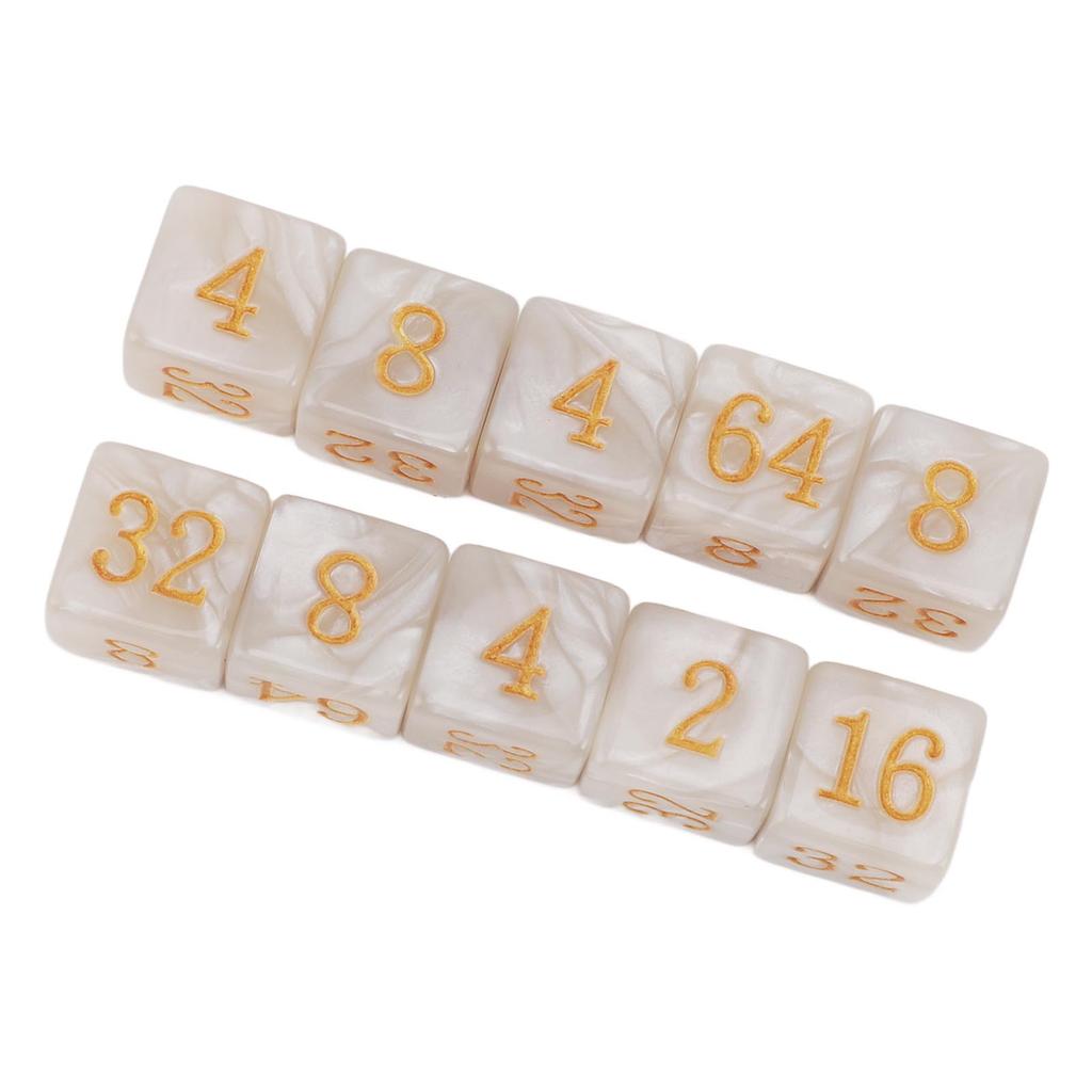 30PCS Number Dice Six Sided Multiples of 2 Number Plastic Light Weight Portable Dice   for Teaching Board Games