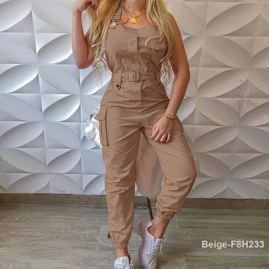 Women's Utility Romper with Belt and Straps - Wish Style