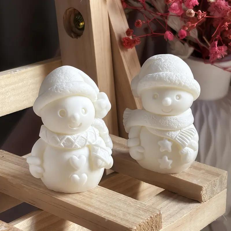3D Christmas Snowman Silicone Mold Santa Craft Decor DIY Scented Candle Mould Resin Chocolate Cake Baking Supplies