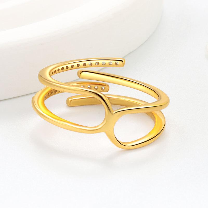 925 Sterling Silver Jewelry Luxury Crystal Double Staggered Finger Rings for Women Wedding Party Jewelry For Girls Friend Gift