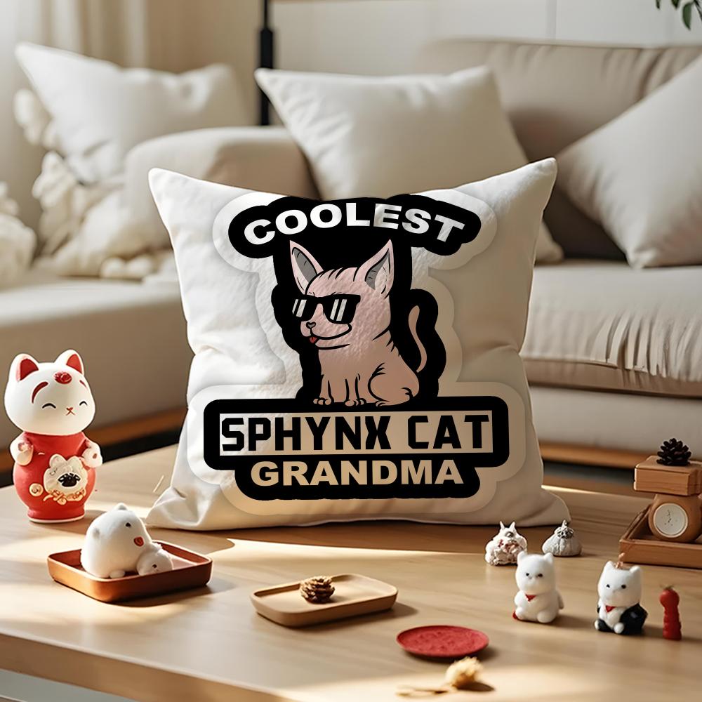 Sphynx Cat Cushion Cover Anti-dustmite Pillowcase Invisible Zipper Silky Short Plush Sofa Cushion Cover