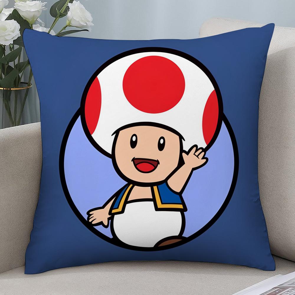 Super Cute Style M-MarioS Pillow Case Short Plush Pillow Covers Sofa Decorative Gift Home Double-sided Printing Cushion Cover
