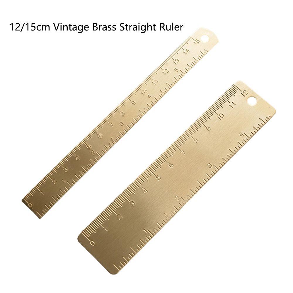 1mm Thicken Straight Ruler Brass Bookmark Ruler Multifunction Scale Ruler  School Office