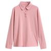Solid Color Long Sleeve Polo Shirt for Middle-Aged Women - Spring/Autumn Pure Cotton Lapel Top with Collar