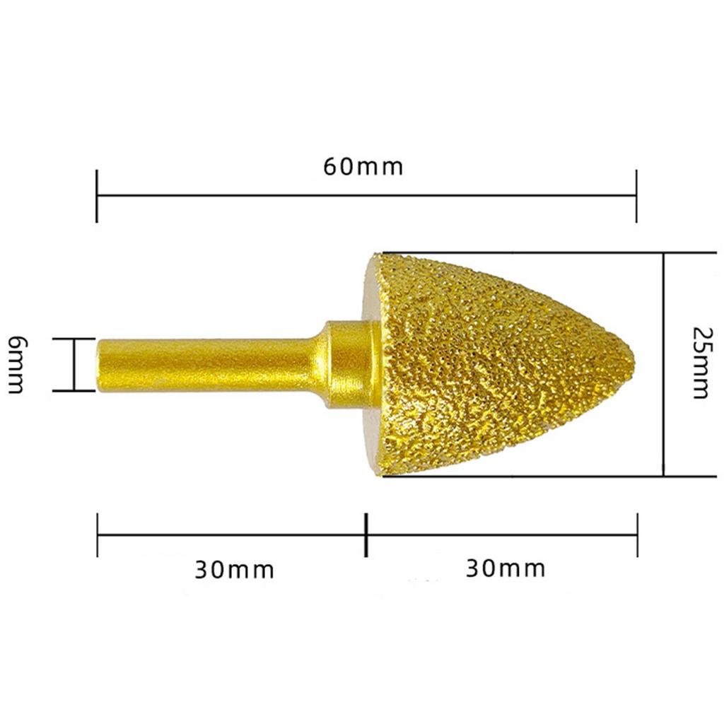 Diamond Grinding Head Burr Drill Bit Grinder Accessory Grinding Bit 6mm Shank for Polishing DIY Craft Stone Carving Metal
