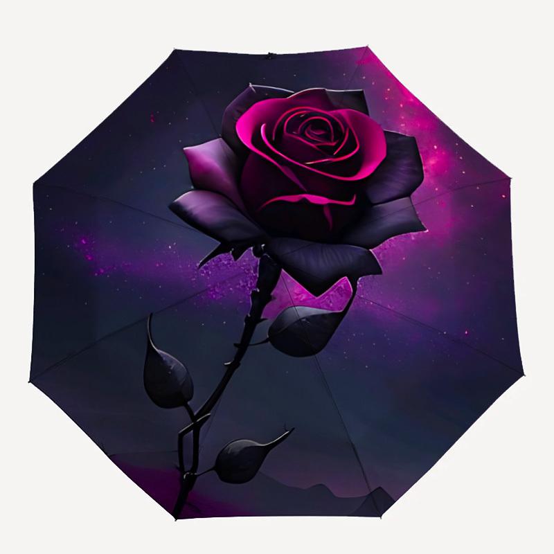 

1pc Rose Nebula Automatic Open/Close, Foldable Compact Umbrella with 8-Rib Shaft, Perfect Gift For Men And Women, Casual Style, Vibrant Moti