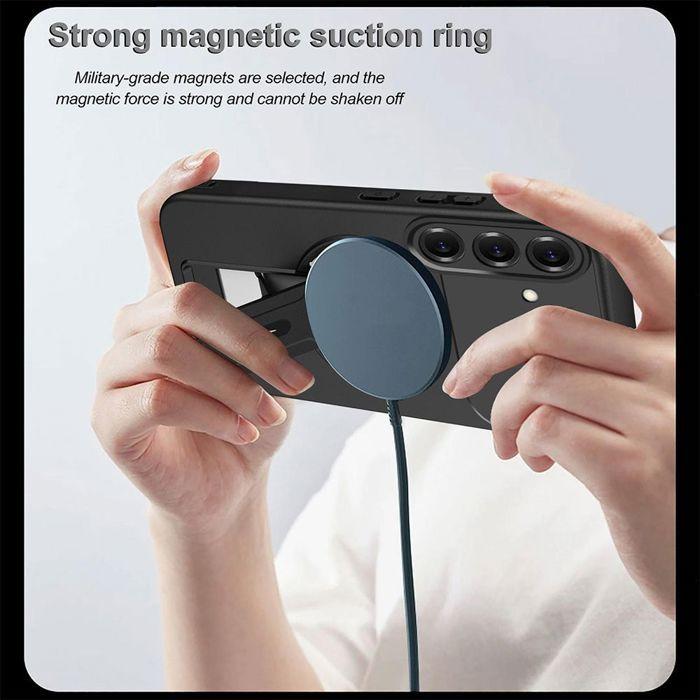 Coque Magnétique - BOOLING - pour Samsung Galaxy S26 Plus - Silicone avec Support - Noir