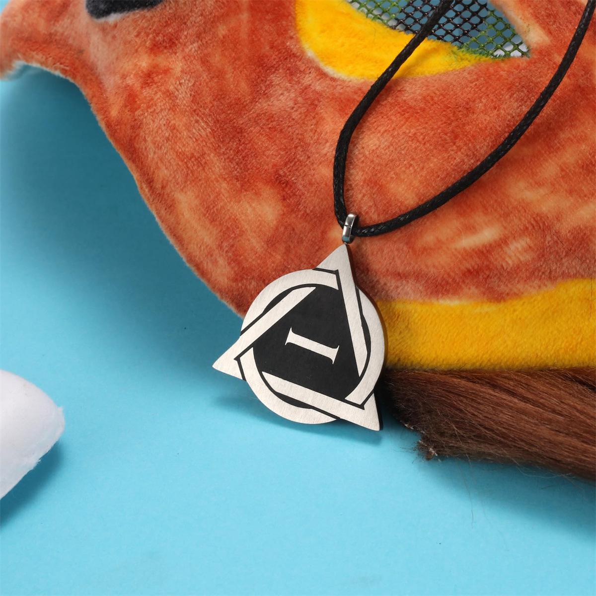 Stylish Triangular Special Symbol Leather Cord Pendant Necklace 60CM