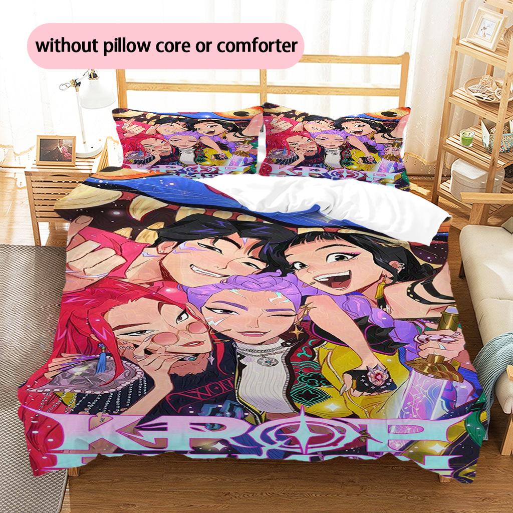Set Copripiumino Trapuntato con Motivo Anime Federe Decorazione Casa Regalo di Compleanno (1 * copripiumino + 2 * federa, senza nucleo)