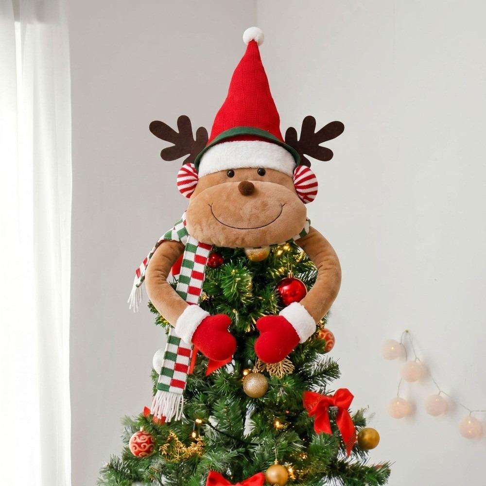Elk Snowman Hugger Tree Decor Cartoon Santa Claus Reindeer Tree Topper Christmas