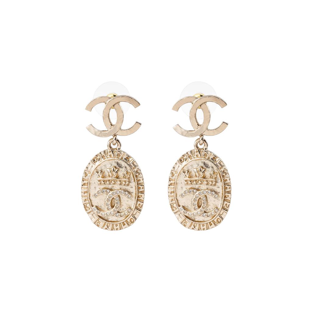 CHANEL Metal And Brass, Rhinestone Earrings Women's AB6669-B06123-ND152