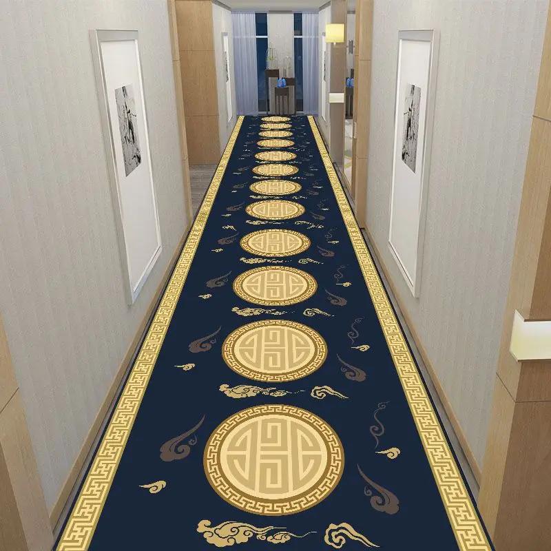 Classical Corridor Carpets Hallway Decor Chinese Style Long Runner for Aisle Passageway Decoration Home Red Carpet Washable Mats