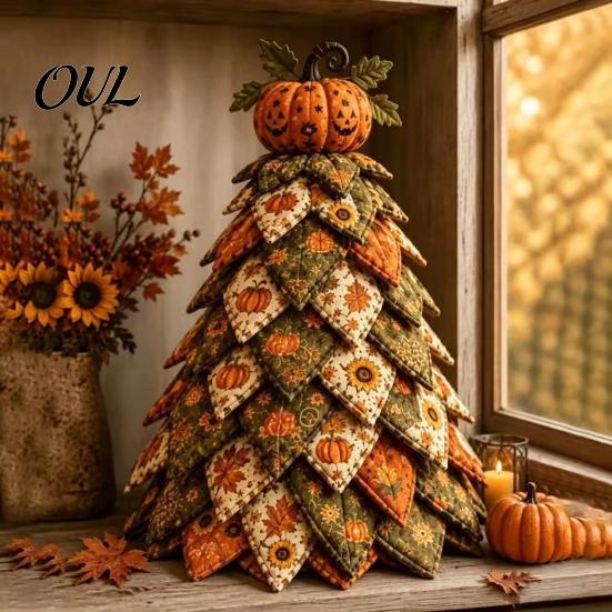 DIY Fabric Ornament Set Quilted Christmas Tree Craft Kit, Vintage Patchwork Handmade Xmas Sewing Set, Tabletop Holiday Decor for Beginners Adults Kids