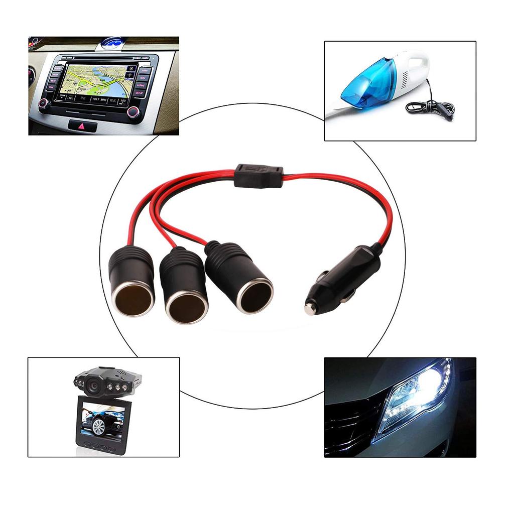 GTIWUNG Car Cigarette Lighter, Cigarette Lighter Socket, Compatible with /24V, 3 Rears, DC Power
