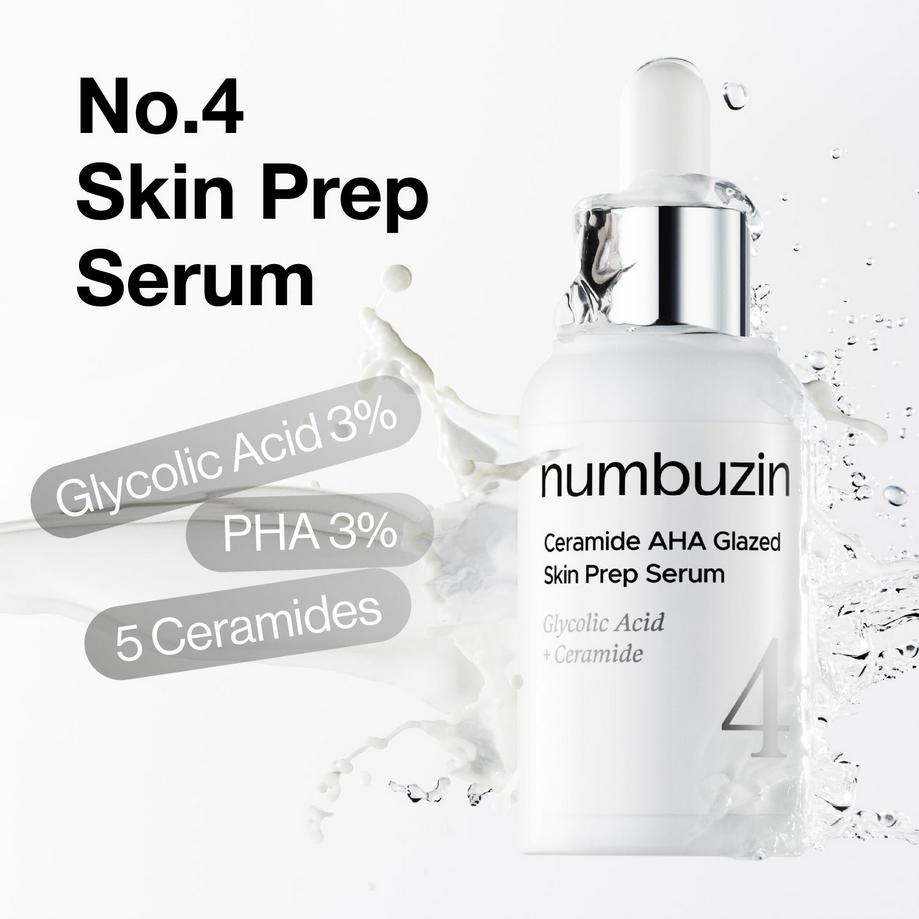 NUMBUZIN No.4 Ceramide AHA Glazed Skin Prep Serum 30ml, Barrier-Safe Exfoliating, Moisturizing, Korean Cosmetics, Kbeauty