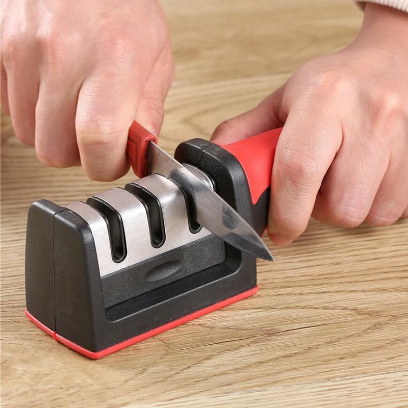 3-Stufen Messerschärfer Küchenmesser Schärfstein Wolfram Keramik Schärfer Werkzeuge Klingen polieren für Stahlmesser Scheren