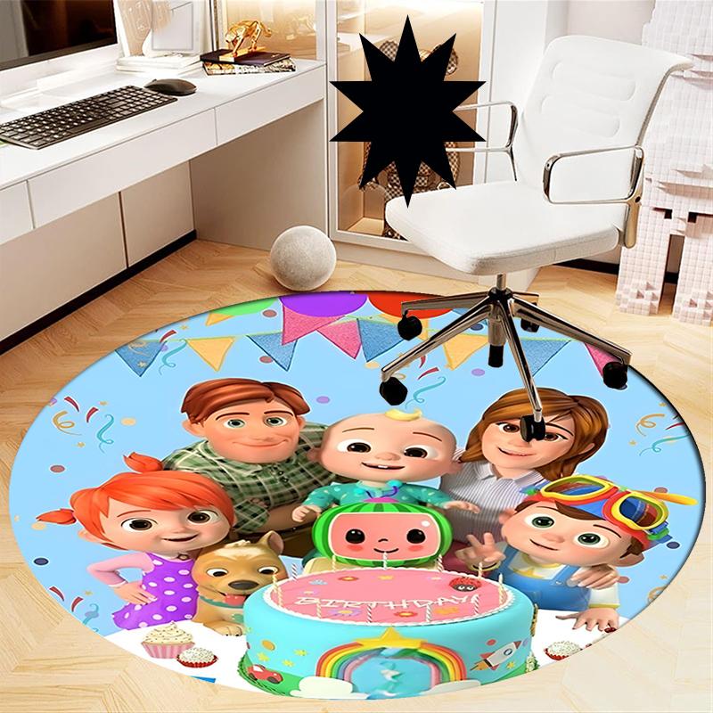 Cocomelon Printed Round Rug Carpet Chair Rug Area Rug Entryway Doormats,for Office Chair Living Room Bedroom Kitchen Room.