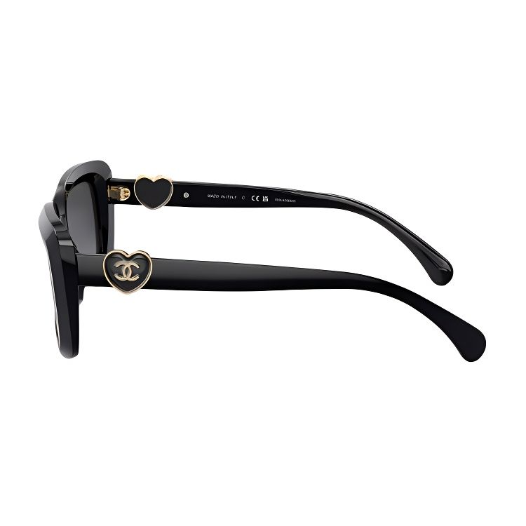 Chanel Okulary przeciwsłoneczne Acetate Nieregularna oprawka Unisex Czarne CH5520