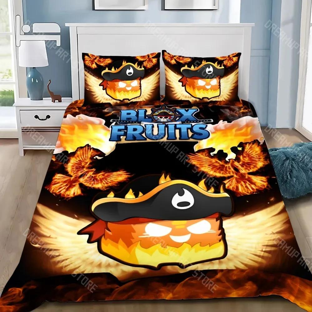 Cartoon 3D Game B-blox Fruits Duvet Cover Pillowcase Bedding Set Adult Boy Girl Bedroom Decoration Children Single Double S