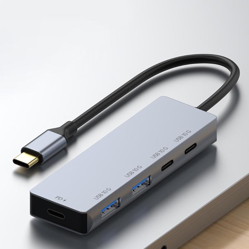 4 Port USB C Expansion Dock Fast Speed 10Gbps Data Transfer PD100W Charging Aluminum Alloys Adapters