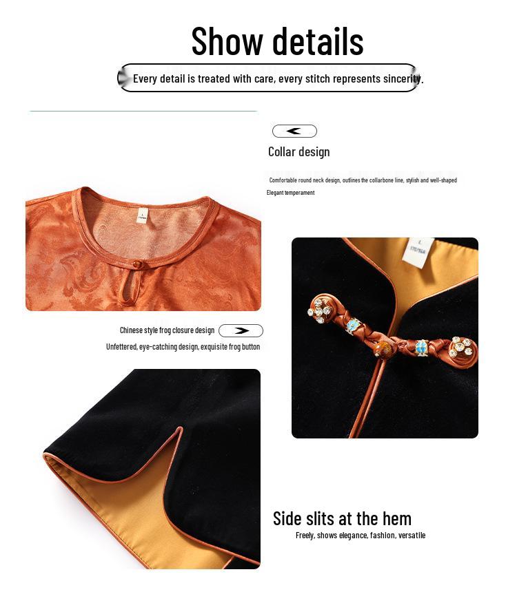 Zodiac Year Velvet Embroidered Vest for Middle-Aged Women - Color Block Stand Collar