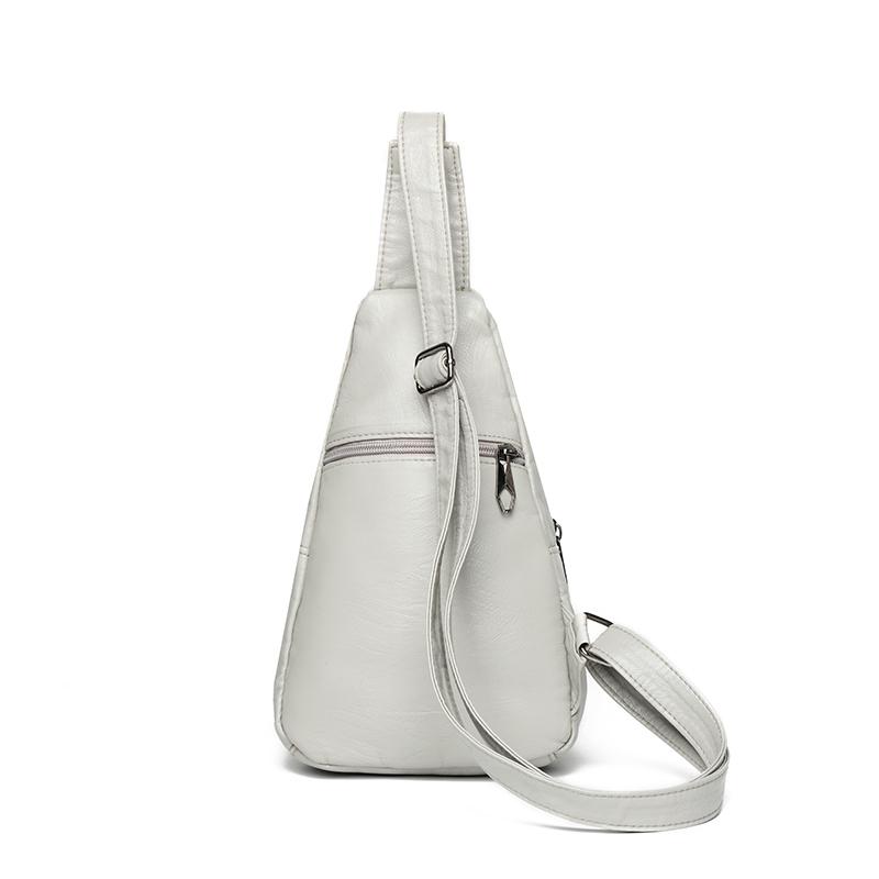 Women's Soft Leather Chest Bag Rivet Shoulder Crossbody Bag