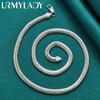 URMYLADY 925 Sterling Silver Flat Snake Chain 16-26 Inch Necklace For Women Jewelry