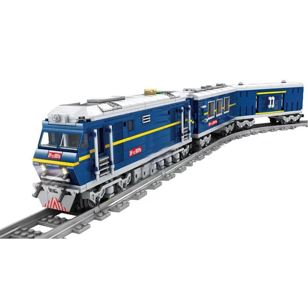City Technical Power Function Diesel Rail Train Cargo with Tracks Set Model Building Blocks Toys Bricks Adult Boys Children Kids Birthday Gift