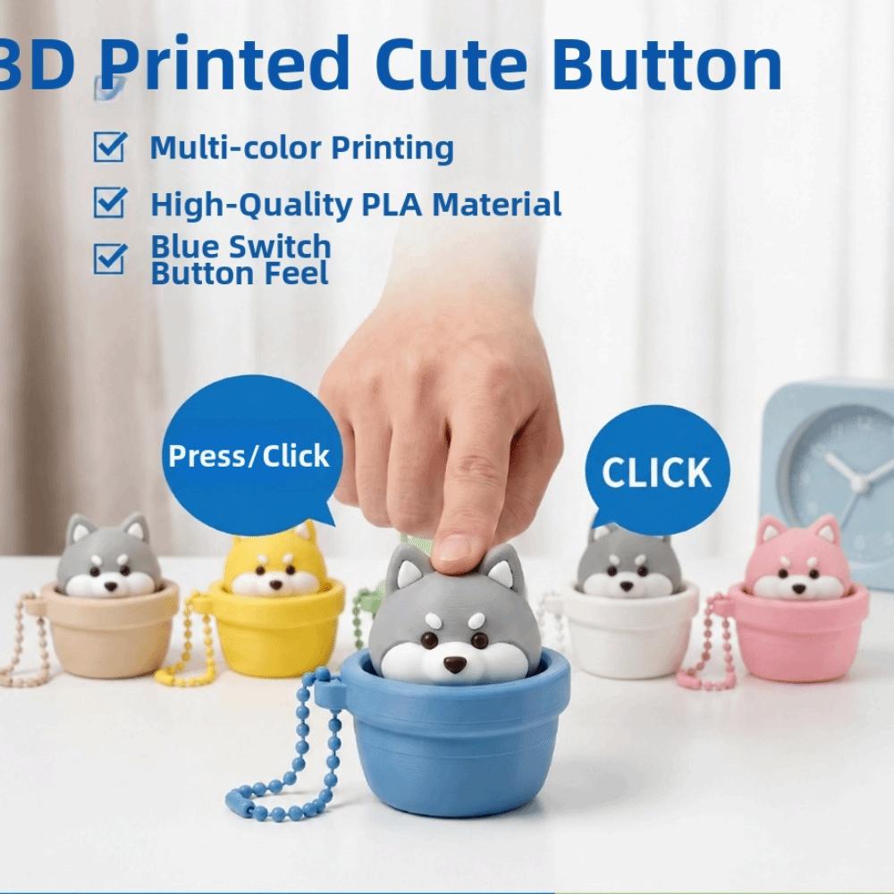3D Printed Keycap Clicker Pendant Key Ring Lucky Cat Key Chain Cartoon Animals