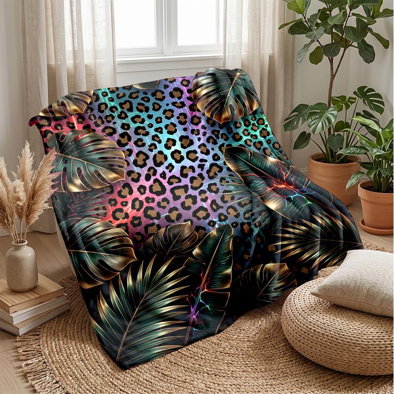 Jungle Leopard Elegance 1 Theme Blanket Lightweight Warm Flannel Blanket Decorative Throw Blanket for Home Decoration