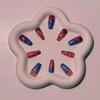 24 Piece Press On Nails Set with Vintage Feather Star Stripes Pattern for Independence Day Celebration Reusable False Nail Tips