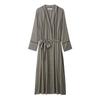 Kaslead New Women Clothes Western Style Fashion Simple Loose Satin Lace-up Long Sleeve Nightgown Dress