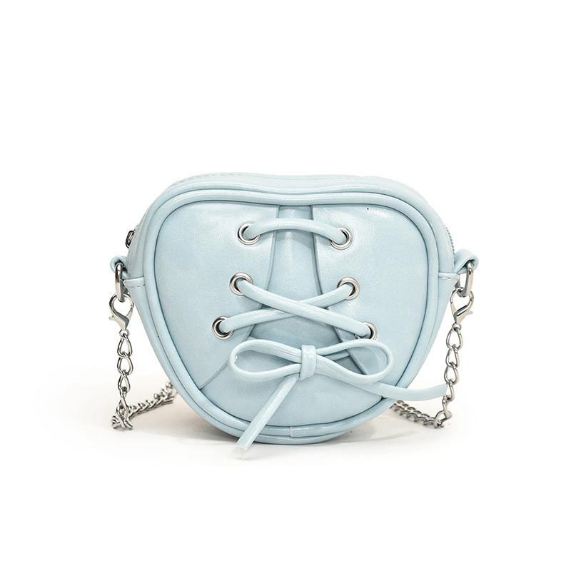 Stylish Children's Heart-shaped Chain Shoulder Bag For Boys And Girls With Breathable Pu Material