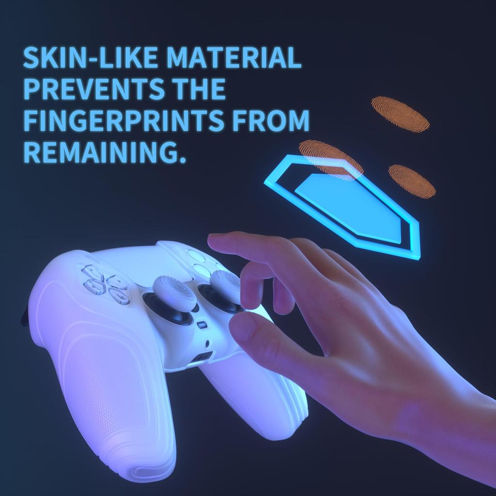 EXtremeRate Schutzhülle für PlayVital PS5-Controller, Silikon-Skin, ergonomische Schutzhülle aus weichem Gummi für PS5-Controller mit Thumb-Stick-Kappe