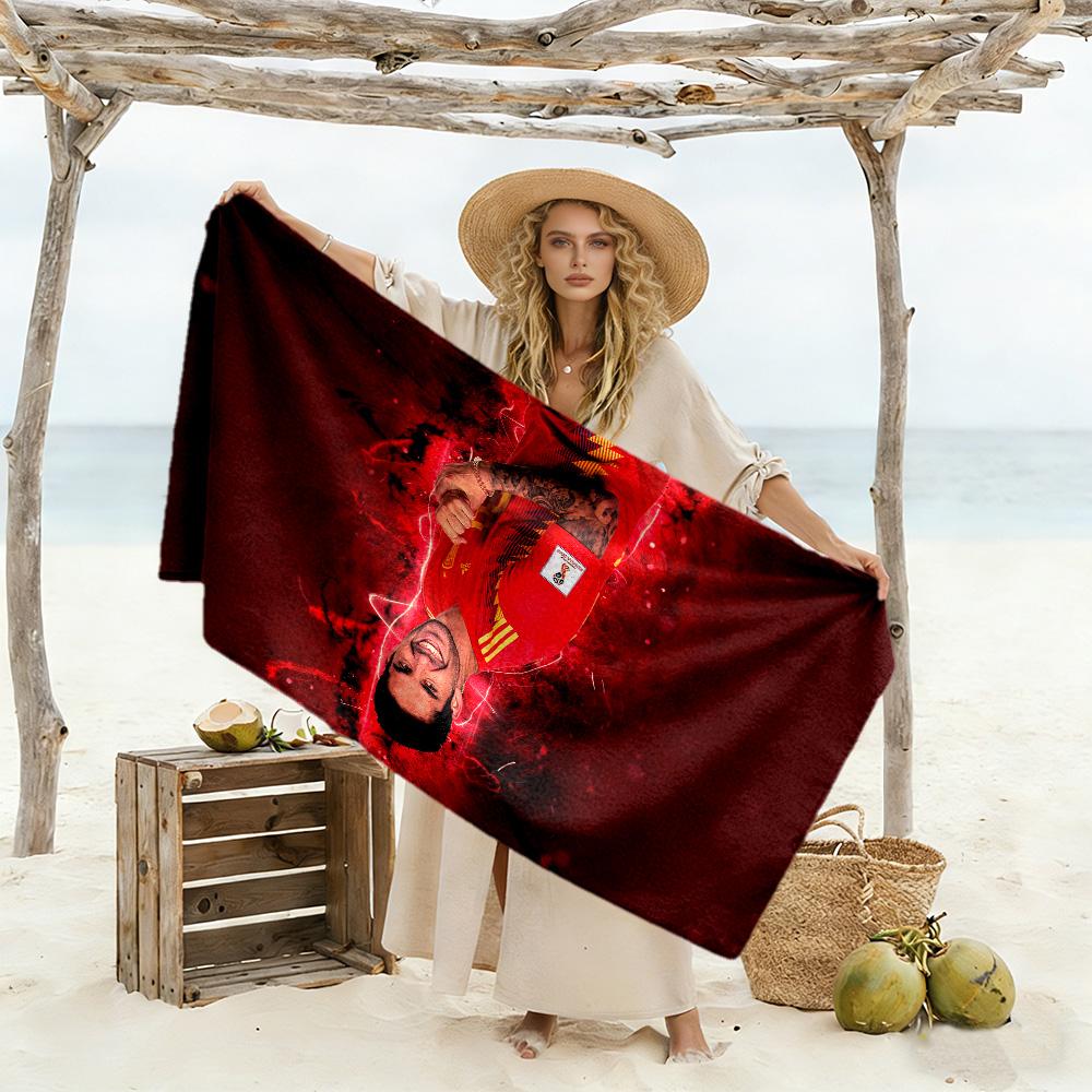 Soccer Player Action Beach Towel High Absorbency & Quick-Dry Comfortable Lightweight