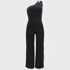 9904 European & American Sexy Sleeveless One-Shoulder High Waist Straight Jumpsuit